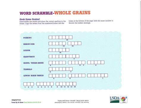 Start studying half a crossword. Whole Grains Word Scramble; 3-5; language | Words ...