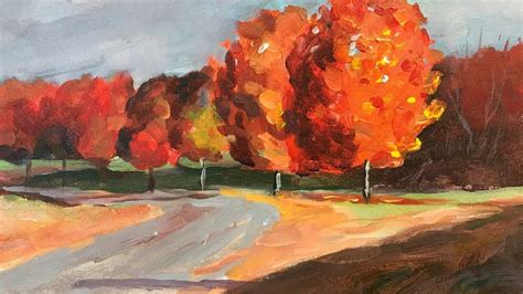 Painting Autumn Trees With Acrylic Youtube Autumn Trees Painting