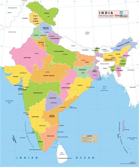 India Political Map H X W Vinyl Print New Edition