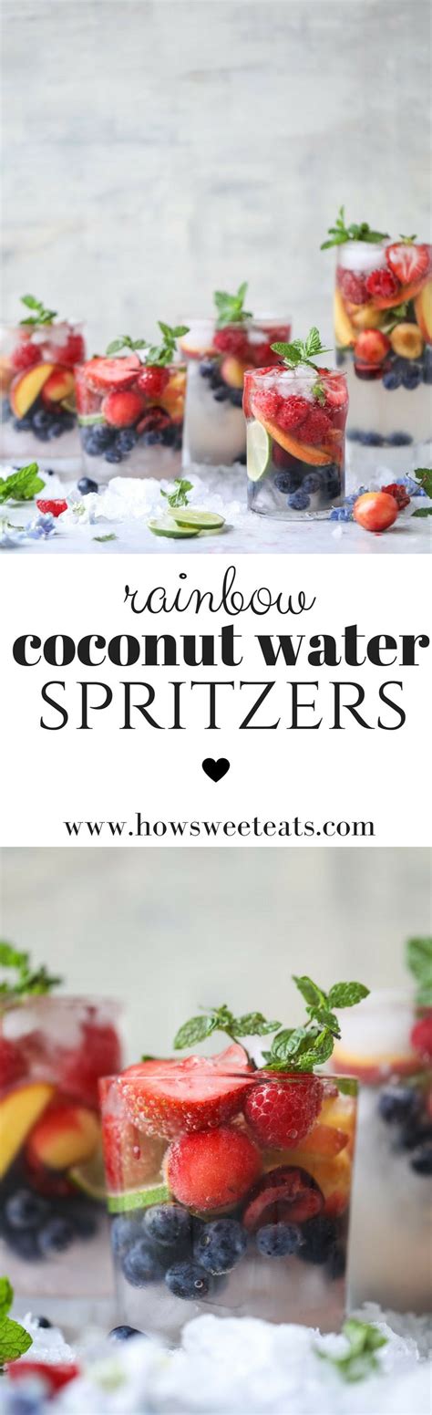 ¼ tin of condensed milk. Rainbow Coconut Water Spritzers - Coconut Water Mocktail | Recipe | Coconut water, Drinks ...