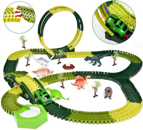 Electronic And Interactive 2 Dinosaur Magic Twisting Race Car Track