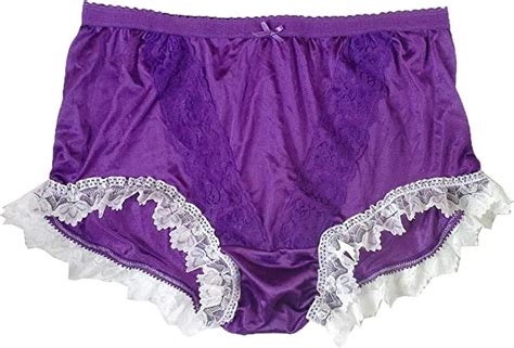 NLH24D09 Purple Handmade Floral Lace Briefs Nylon New Knickers Panties