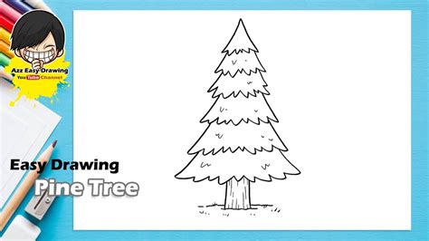 Easy Pine Tree Drawing Youtube