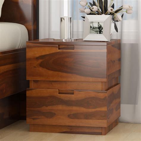 Modern Simplicity Box Style Solid Wood Nightstand With Drawers Wood