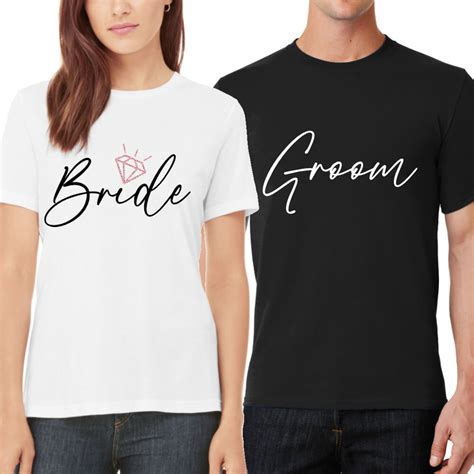 Bride Groom T Shirt Set Script Personalized Brides