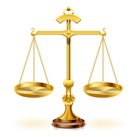 Gold Scale Of Justice On White Background Premium Vector
