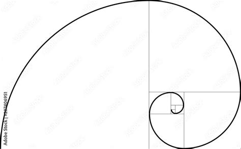 Golden Ratio Geometric Concept Fibonacci Spiral Vector Illustration