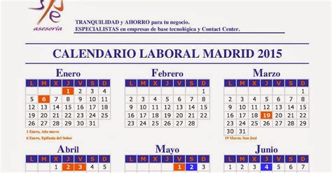 Calendario Laboral 2015 Spe Asesoría