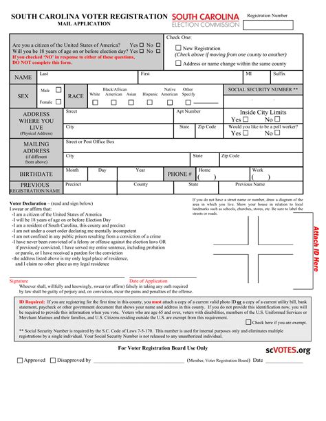 Free South Carolina Voter Registration Form Register To Vote In Sc