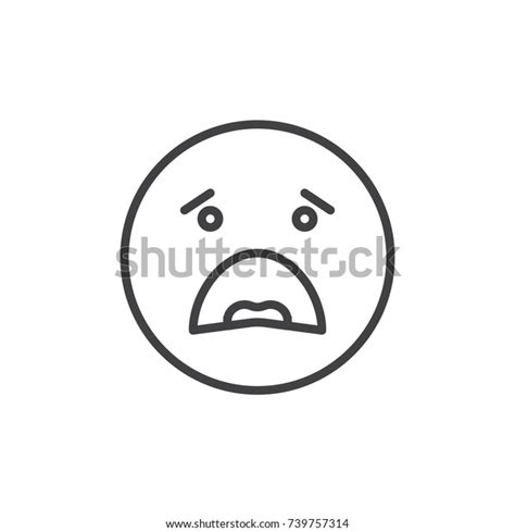 Anguished Face Emoticon Line Icon Outline Stock Vector Royalty Free