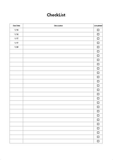 Excel List Templates Free Of 7 Checklist Template Excel Bookletemplate