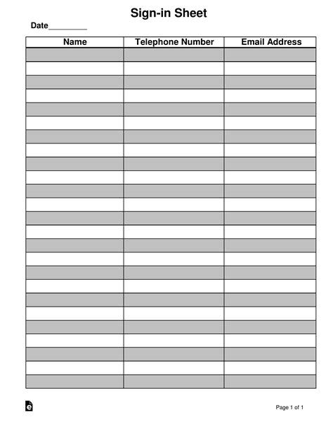 Free Attendanceguest Sign In Sheet Template Pdf Word Eforms