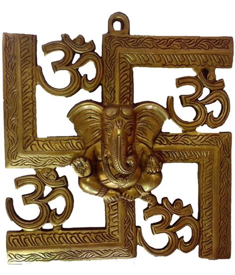Brass Swastika Om Ganesha Collectible Art By Bharat Haat Bh00387 Buy