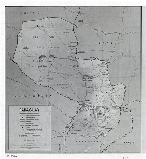 Grande Detallado Mapa Político Y Administrativo De Paraguay Con Relieve