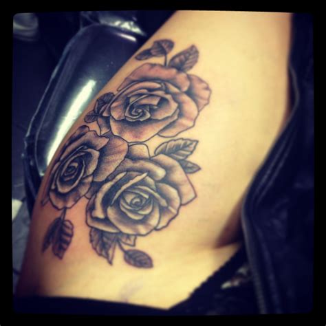 Pin By Sian Williams On Tattoos Rose Tattoos Thigh Tattoo Side