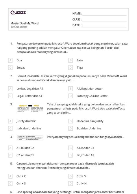 50 Lembar Kerja Menggunakan Fitur Teks Untuk Kelas 4 Di Quizizz Gratis And Dapat Dicetak