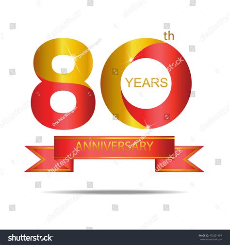 Template Logo 80th Anniversary With Red And Gold Color 80 Years