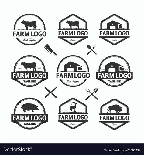 Farmers Market Logos Templates Objects Set Vector Image