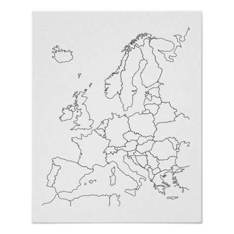 Europe Map Blank Outline Poster Europe Map Blank Map Map