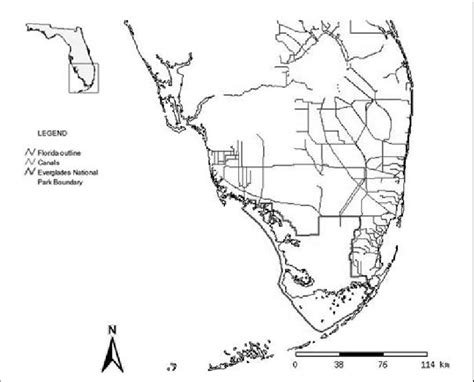 Everglades Map Showing The Location Of The Everglades National Park In