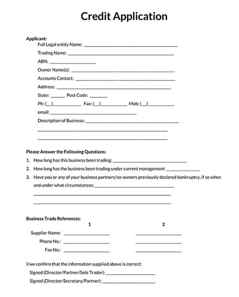 40 Free Credit Application Forms and Samples