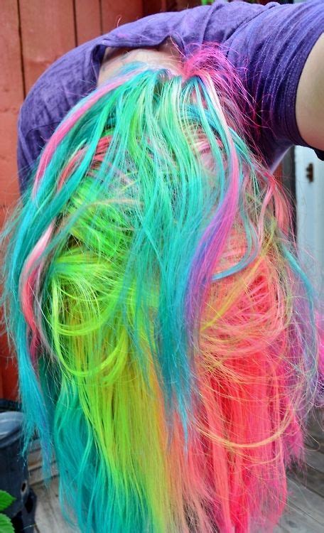 Neon Rainbow Hair Hair Styles Neon Hair Scene Hair