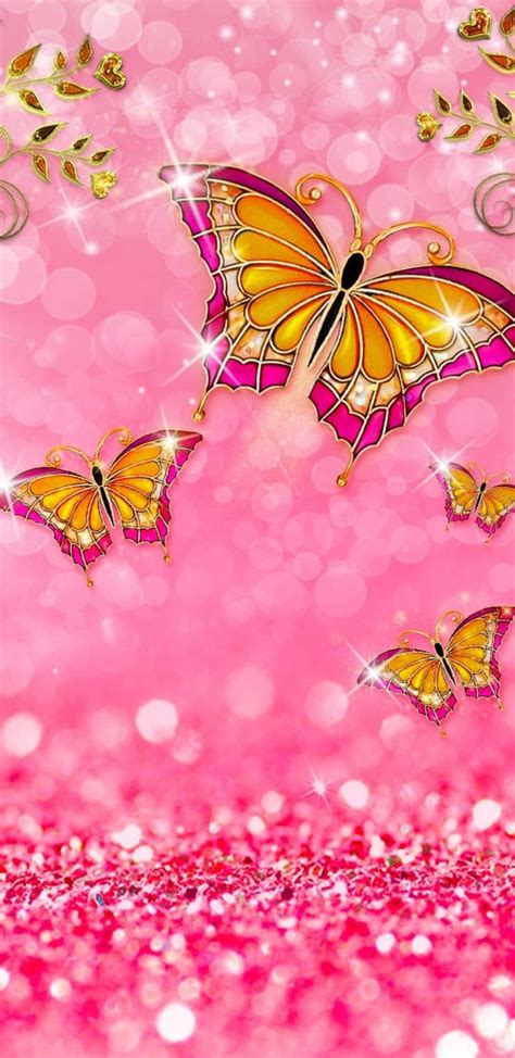 Download Kaleidoscope Pink Glitter Butterfly Wallpaper