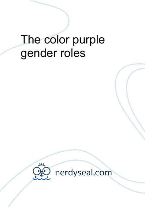 The Color Purple Gender Roles 1216 Words Nerdyseal