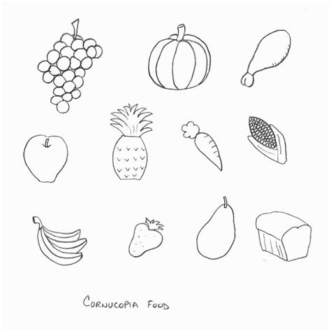Parents, teachers, churches and recognized nonprofit organizations may print or copy multiple coloring pages for use at home or in the classroom. Thanksgiving Crafts - Print your Cornucopia Food Template ...
