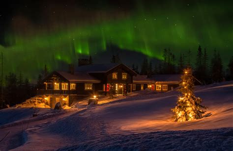 Aurora Borealis Over House In Winter By Jørn Allan Pedersen
