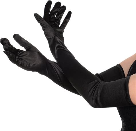 Black 2 23 6 Inch Sumind 1920s Opera Gloves Fingerless Gloves Long Satin Gloves Elbow Length
