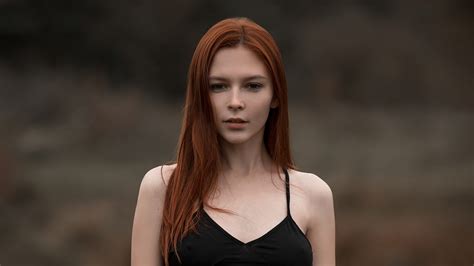 anna telysheva redhead black dress 4k hd girls 4k wallpapers images backgrounds photos and