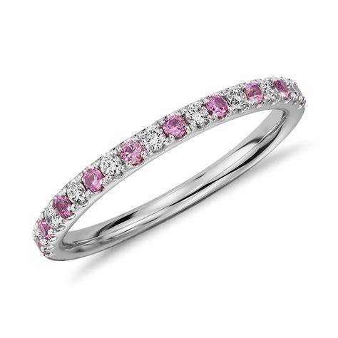 Riviera Pavé Pink Sapphire And Diamond Ring In 14k White Gold 15mm