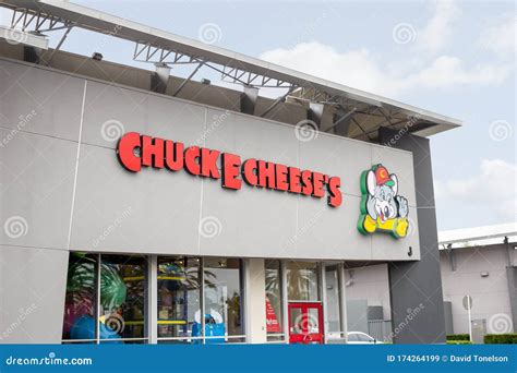 Chuck E Cheese Sign Above The Entrance To Restaurant Editorial Photo
