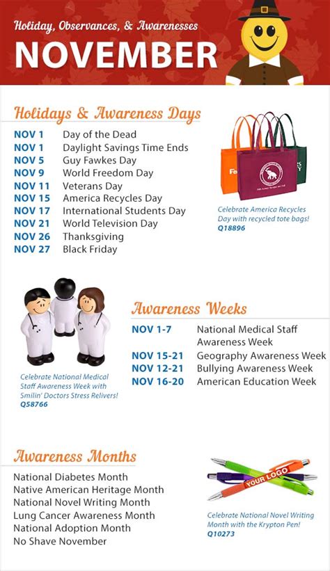 November 2015 Holidays Observances And Awareness Dates