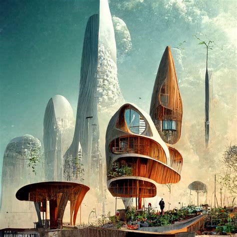 Organic Biophilic Design Architecture Futuristic Urban City Skyline