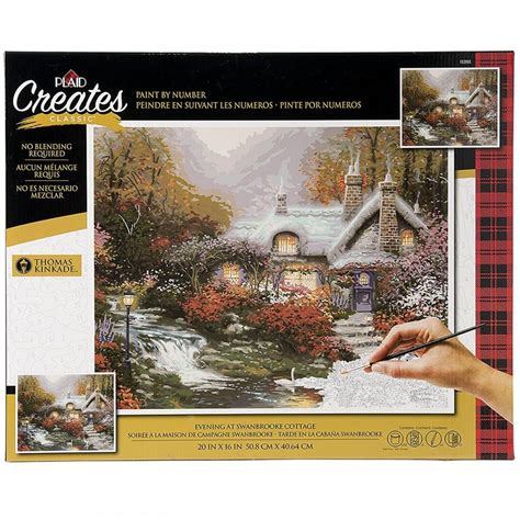 Thomas Kinkade Evening At Swanbrooke Cottage Paint By Numbers Craft