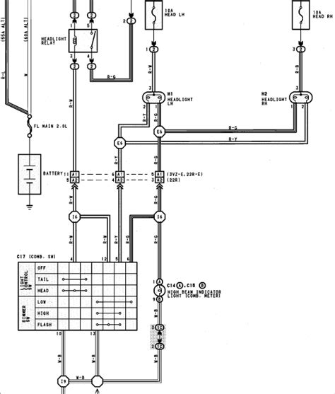 1986 Toyota Headlight Wiring Diagram Schematic