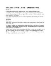 From a decade (holy cow that's a big number! The Best Cover Letter I Ever Received - The writer of this letter took the time to think through ...
