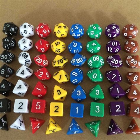 Wholesales 7pclot Dice Sets 7 Different Types 8 Colors Dragons And