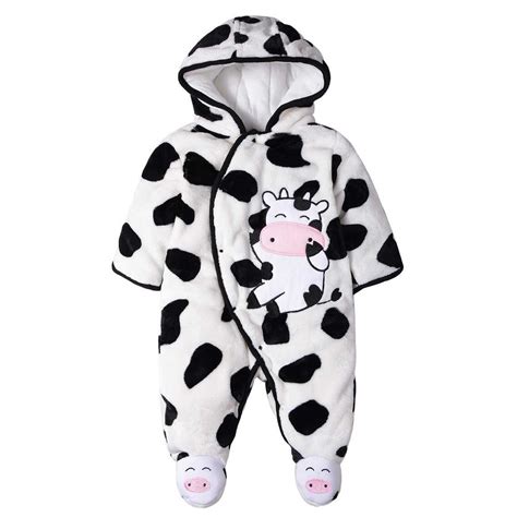 Newborn Animal Milk Cow Romper Baby Boy Warm Infant Romper Kid Girls
