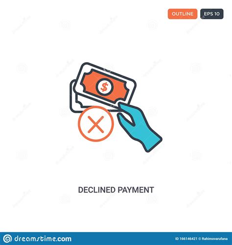 2 Color Declined Payment Concept Line Vector Icon. Isolated Two Colored Declined Payment Outline 