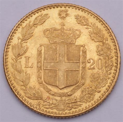 A 22 Carat Gold 1882 Italian 20 Lire Coin Approx Wt 645g Coins