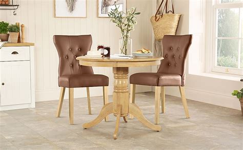 Kingston Round Dining Table And 2 Bewley Chairs Natural Oak Finished
