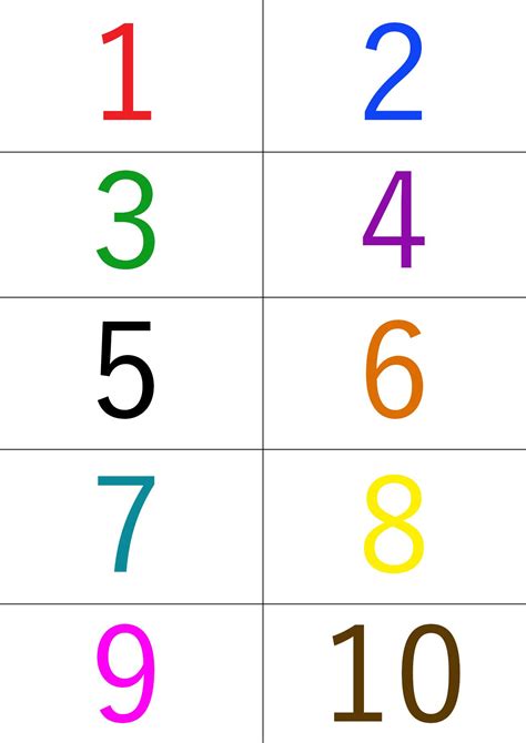 Fichas De Numeros Para Imprimir A Color