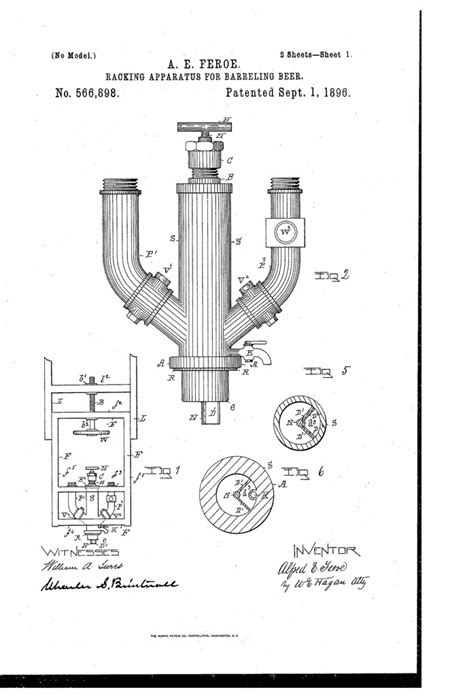 Patent No 566898a Racking Apparatus For Barreling Beer Brookston