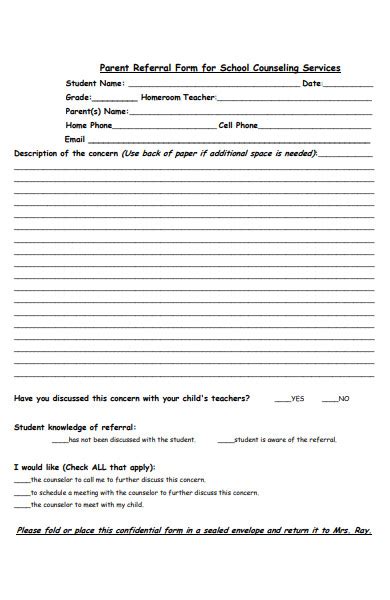 Free 47 Sample Counseling Referral Forms In Pdf Ms Word Doc