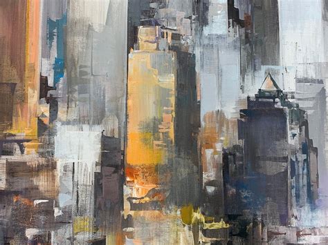 Wilfred Lang New York Heights Acrylic On Canvas Abstract Painting