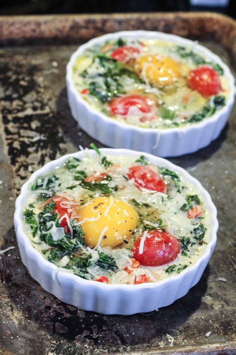 Coat four small (4 ounce) ramekins with 1 tablespoon of butter. Creamy Kale Baked Eggs - Health Starts in the Kitchen