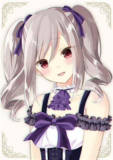 Silver Haired Girl With Purple Dress Anime Pinterest